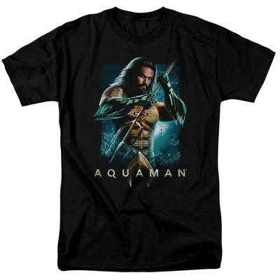 Aquaman Film Trójząb Męski T-shirt Czarny