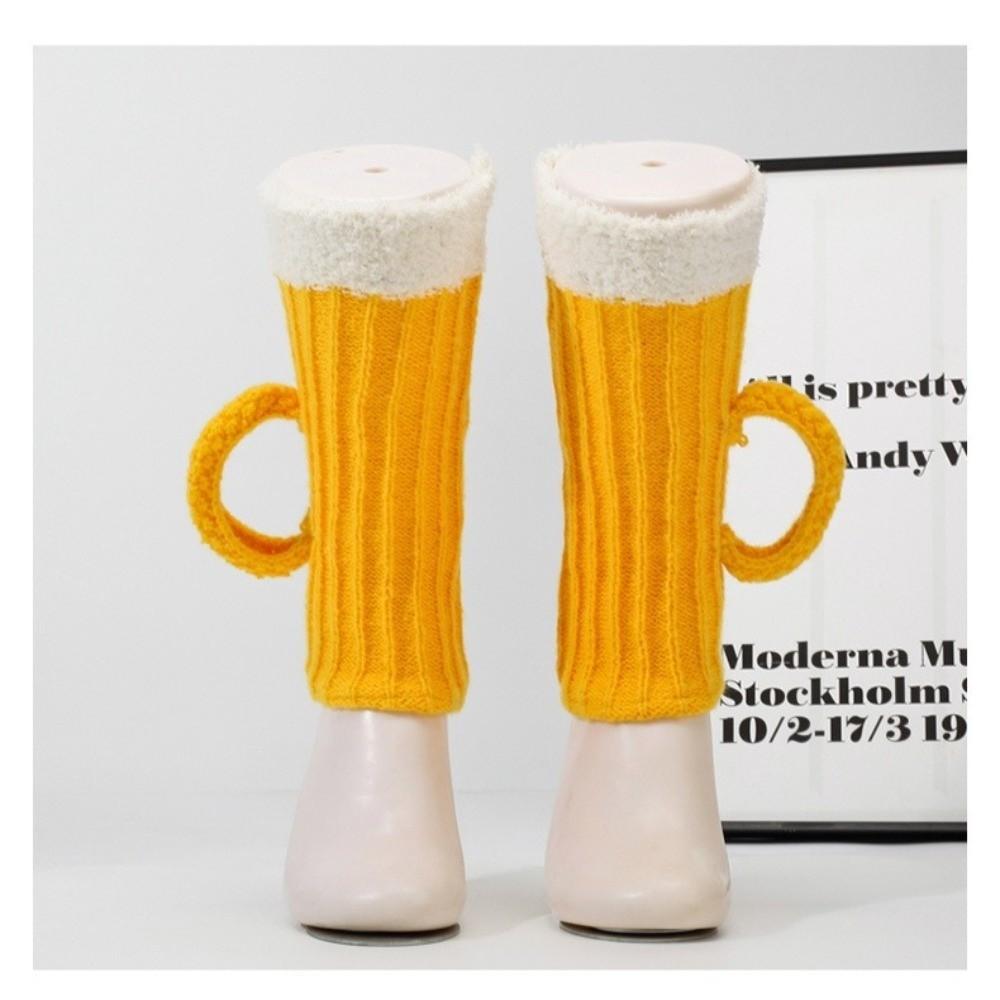 Luvas de Tricô de Lã 3D Caneca de Cerveja Amarelas Luvas Quentes Novas Luvas de Copo de Cerveja Outono e Inverno