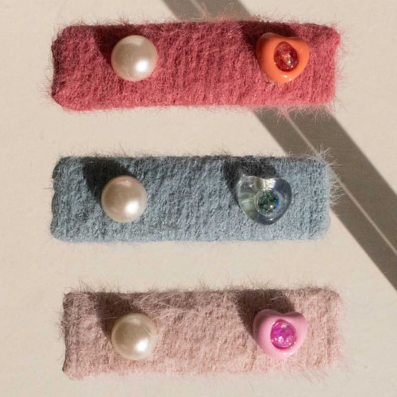 luvinball Heart & Pearl Knitted Hair Pin