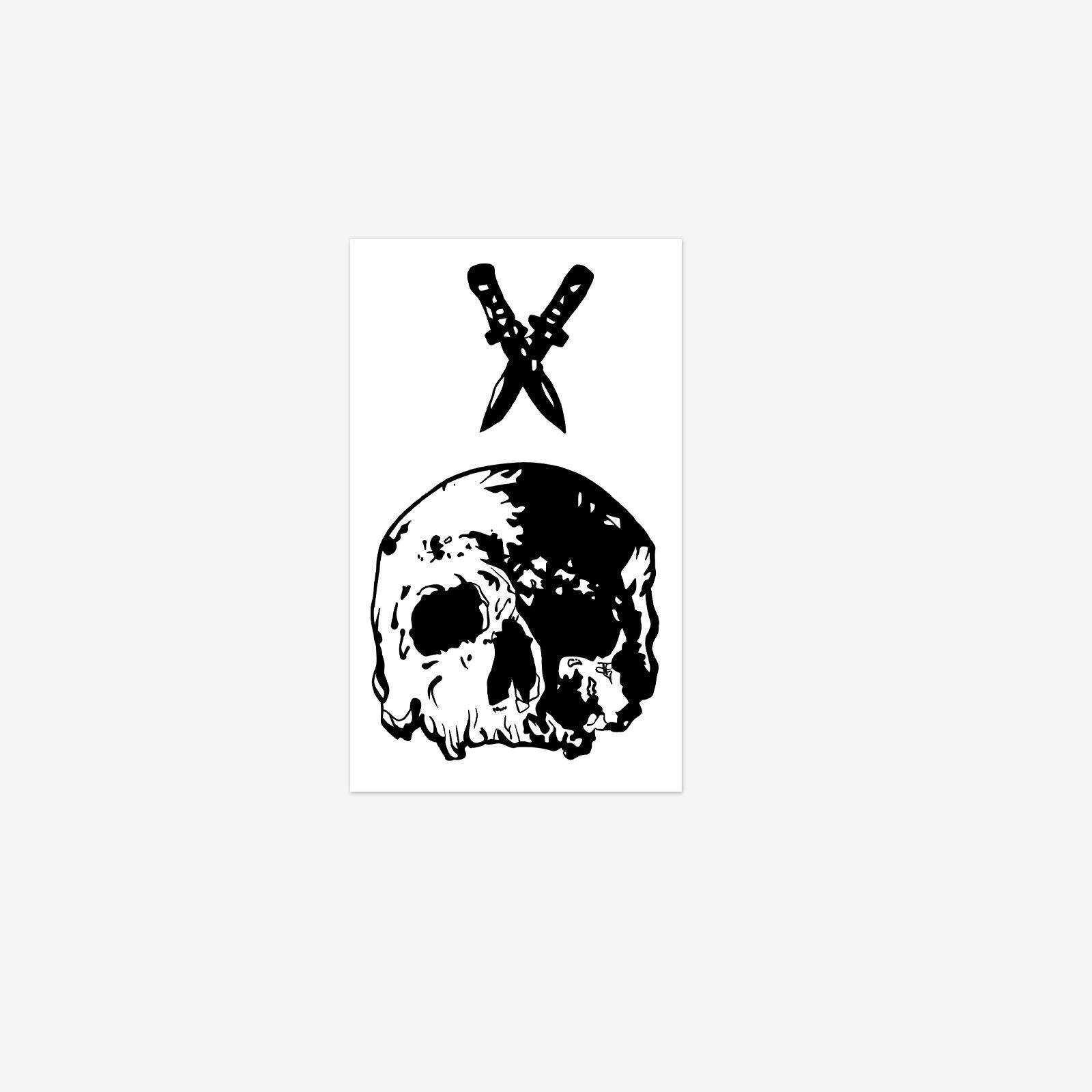 Diablo Skull Dagger Tattoo Sticker, Waterproof And Long-Lasting, Arm Model, Cool Personality 11*18
