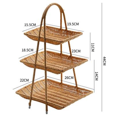 Mehrstöckiger Servierkorb im chinesischen Stil, Nachbildung von Rattan