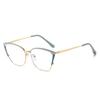 Trendy Glasses Frame Two-Color Flat Glasses Women'S Metal Anti-Blue Cat Glasses Frame Can Be Equipped With Myopia Glasses