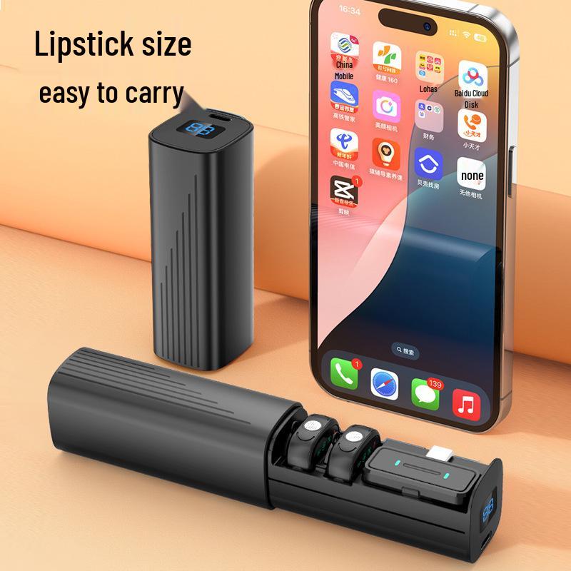 Magnetic Wireless Lapel Mic with Pull-out Charging Case, Noise Reduction, Bluetooth Connectivity for Live Streaming & Recording.