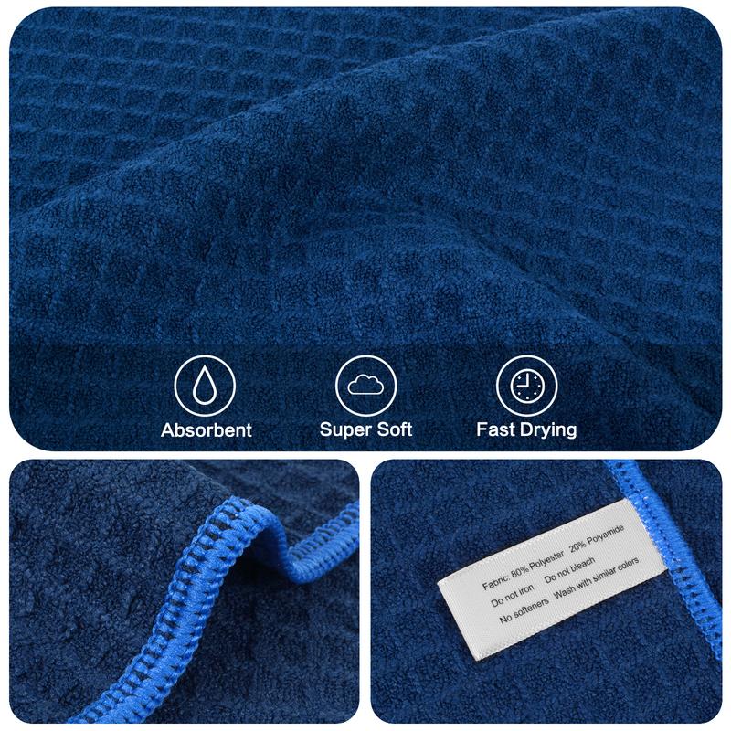 380gsm Thick Microfiber Waffle Weave Dish Drying Cloth Household Kitchen Glass Cleaning Cloth Tea Towels Set 13"x13" 6 Pack