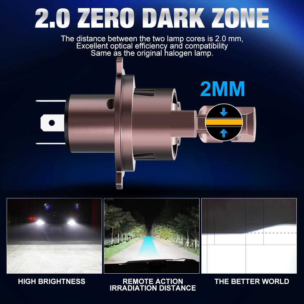 2 Pezzi Lampadine LED H4 Canbus per Fari Auto Moto Fascio Alto Basso 30000LM 24 Pezzi LED CSP 3570 Turbo Lampade a Diodi Fari Auto Moto 6500K Bianco