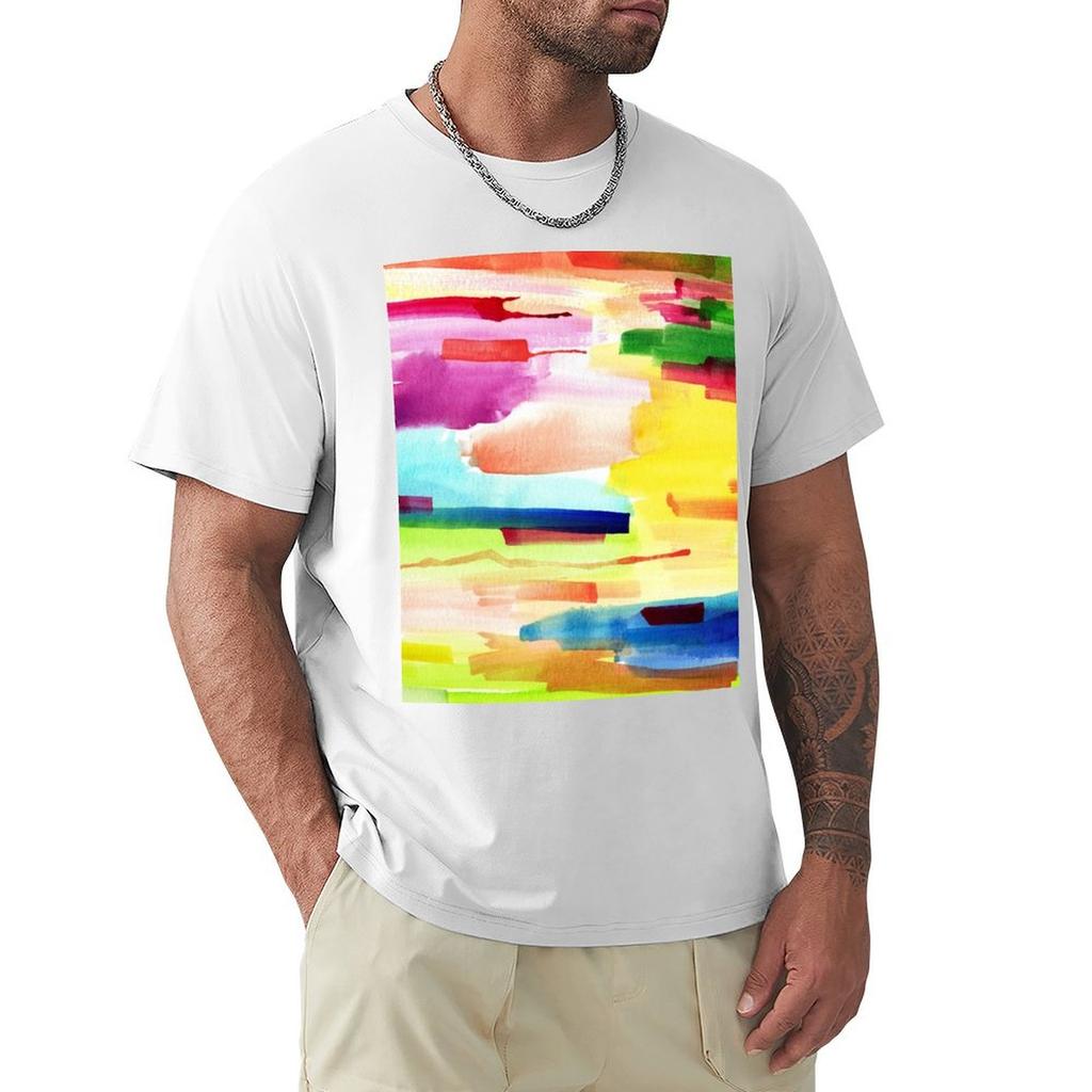 Colorful Abstract In Watercolor TShirt Funny Meme Tshirts Blanks Mens Graphic Tshirts Hip Hop