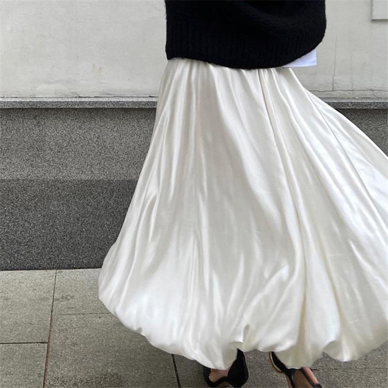 European And American Style Spring Balloon Skirt Casual Simple Solid Color Wild High Waist Tutu Skirt