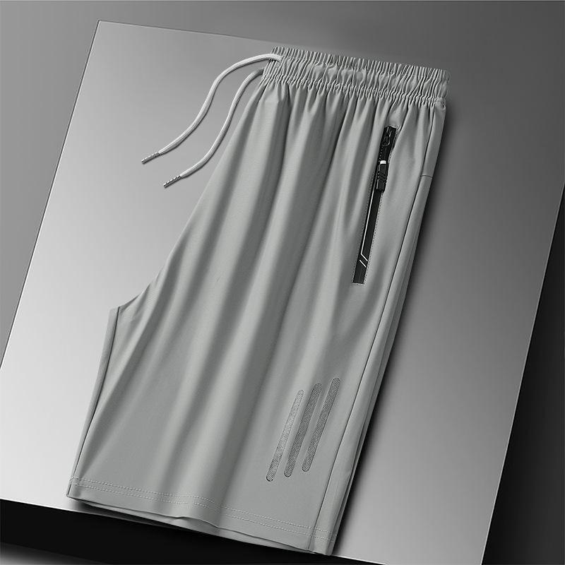 Men's Plus Size Quick-Dry Ice Silk Sports Shorts - Breathable, High Elastic Outdoor Casual Pants