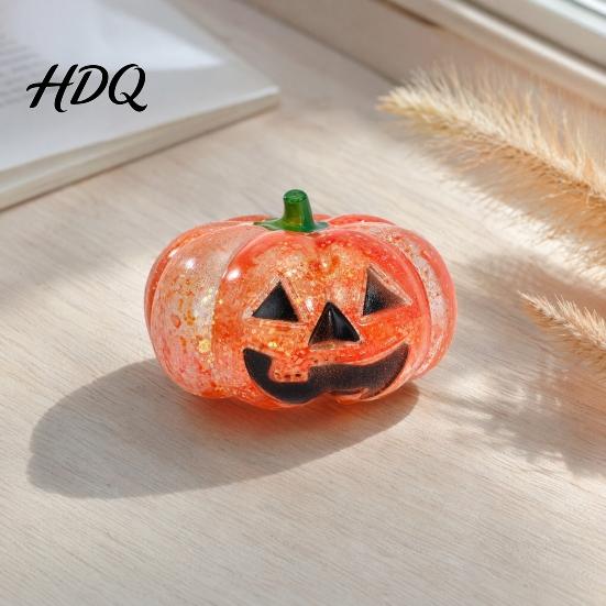 Glitter Stress Toy 1/2/3Pcs Halloween Pumpkin Head Ball, Anxiety Relief Spooky Toy, Stretchy Orange Sensory Healing Ball
