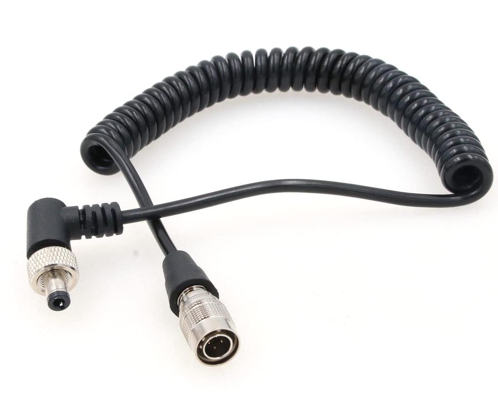 ZBLZGP Stromkabel Hirose 4-Pin Stecker auf Winkel-Lock für Shogun Flame Ninja SR Empfänger 2.5DC Inferno/Lectrosonics (Spiralkabel)