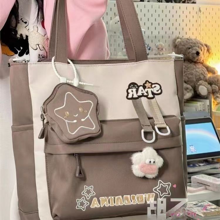 Cute Star Crossbody Bag for Girls, Handbag for Junior High School Students, Tutorial Bag, Large Capacity