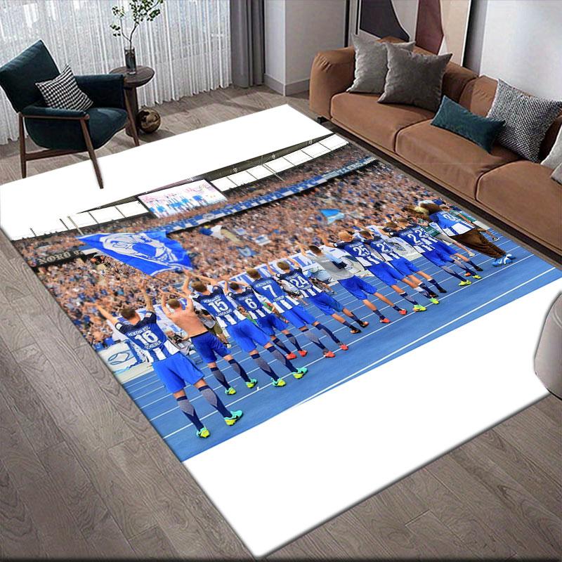 Hertha Berlin Flannel Printed Carpet, Home Sofa Decoration for Living Room & Bedroom, Non‑Slip Play Flannel Floor Mat for Game Room