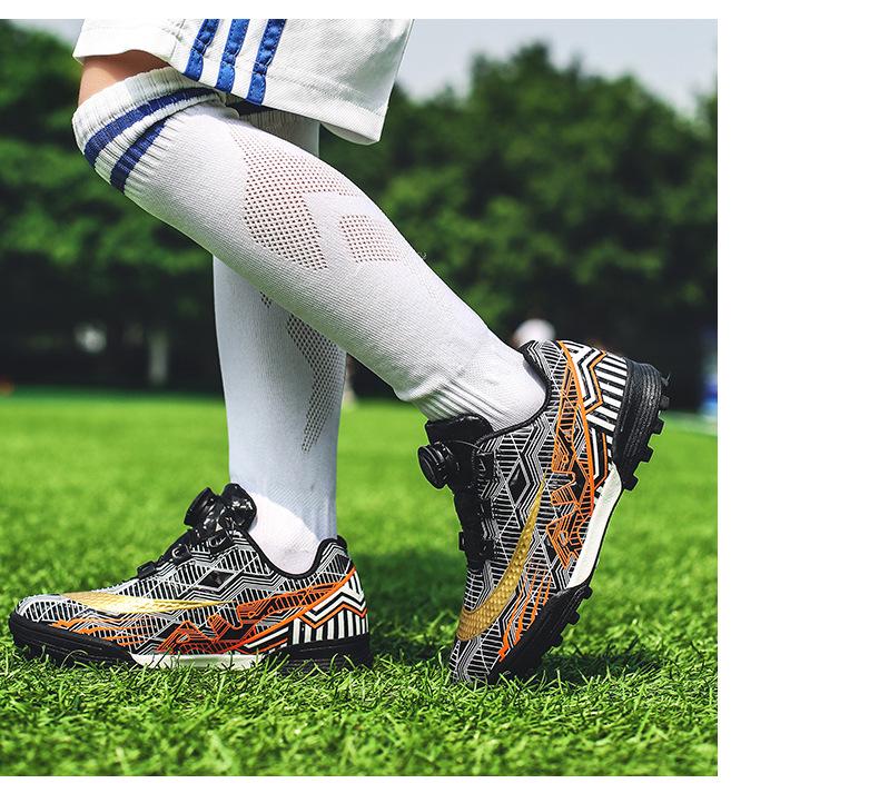 New Season Rotating Buckle Football Shoes for Kids - Breathable, Short Studs for Boys & Girls