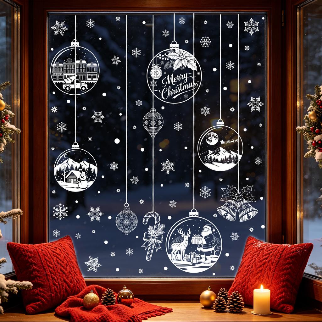 Christmas Window Sticker Set for Holiday Decorations Festive Glass Clings