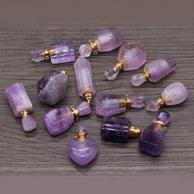 Natural Stone Perfume Bottle Pendant Irregular Amethyst Pendant For Jewelry Making DIY Necklace Accessory