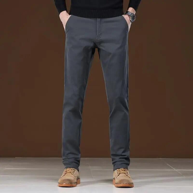 Men Dress Casual Pants 2026 Spring Autumn Men Classic Business Straight Suit Pants Male Black Khaki Grey Casual Trousers