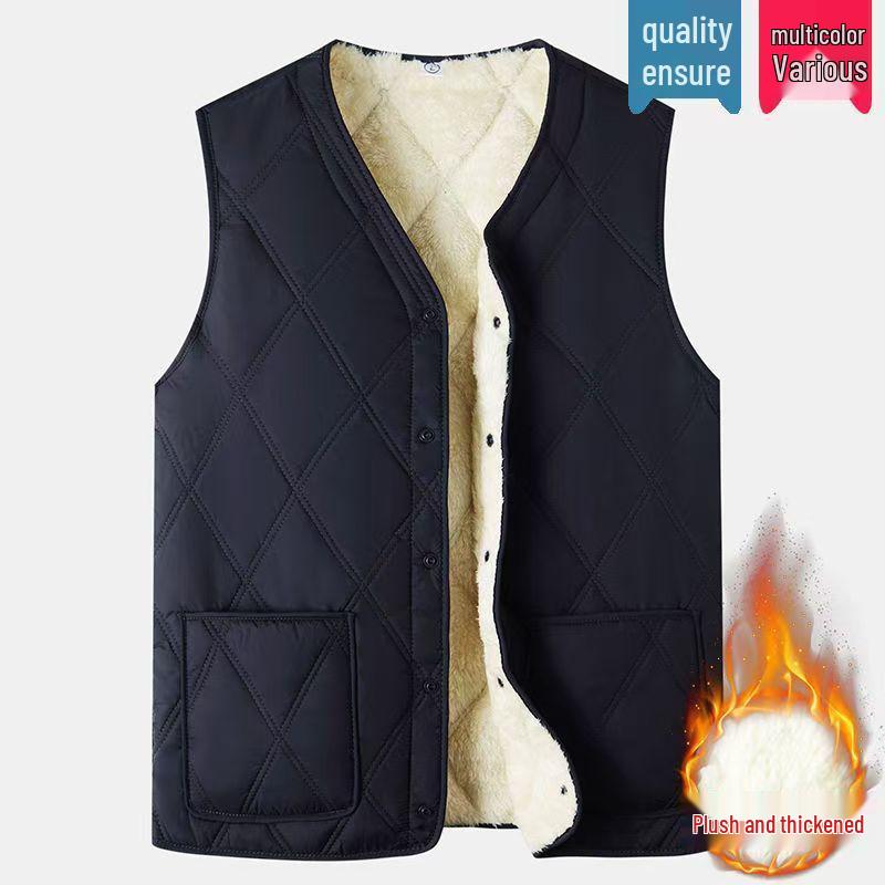 

Мужская жилетка на овчине для зимы - Утепленная теплая жилетка для среднего и пожилого возраста 4XL (Recommended Weight: 135-150 jin)