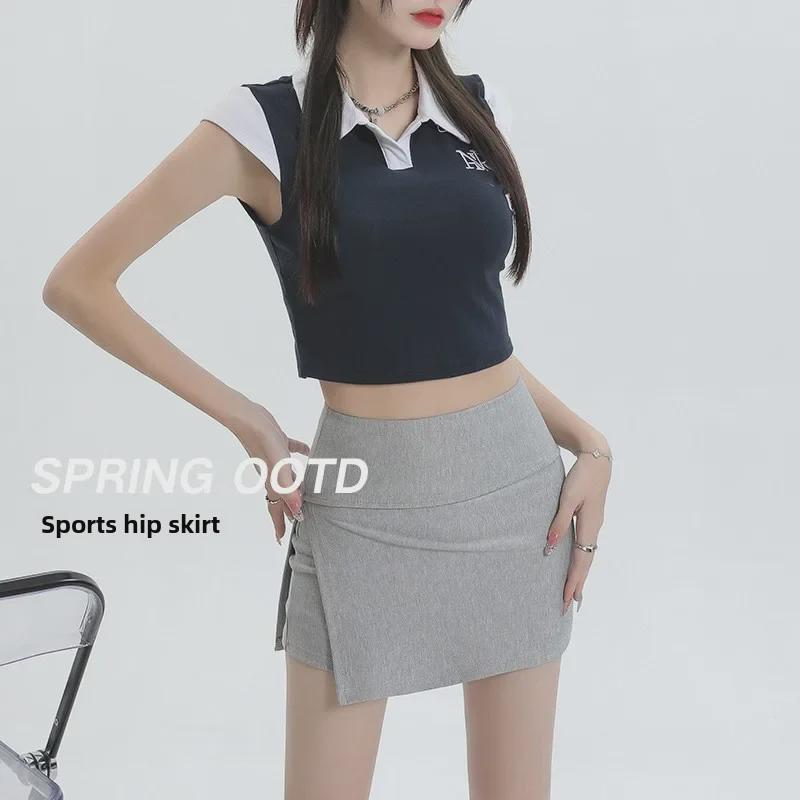 Gonna Midi Snellente a Vita Alta da Donna - Stile Hot Girl Primavera/Estate, Spacco Sportivo Bodycon Anti-Esposizione con Dettaglio Pantalone Fluido.