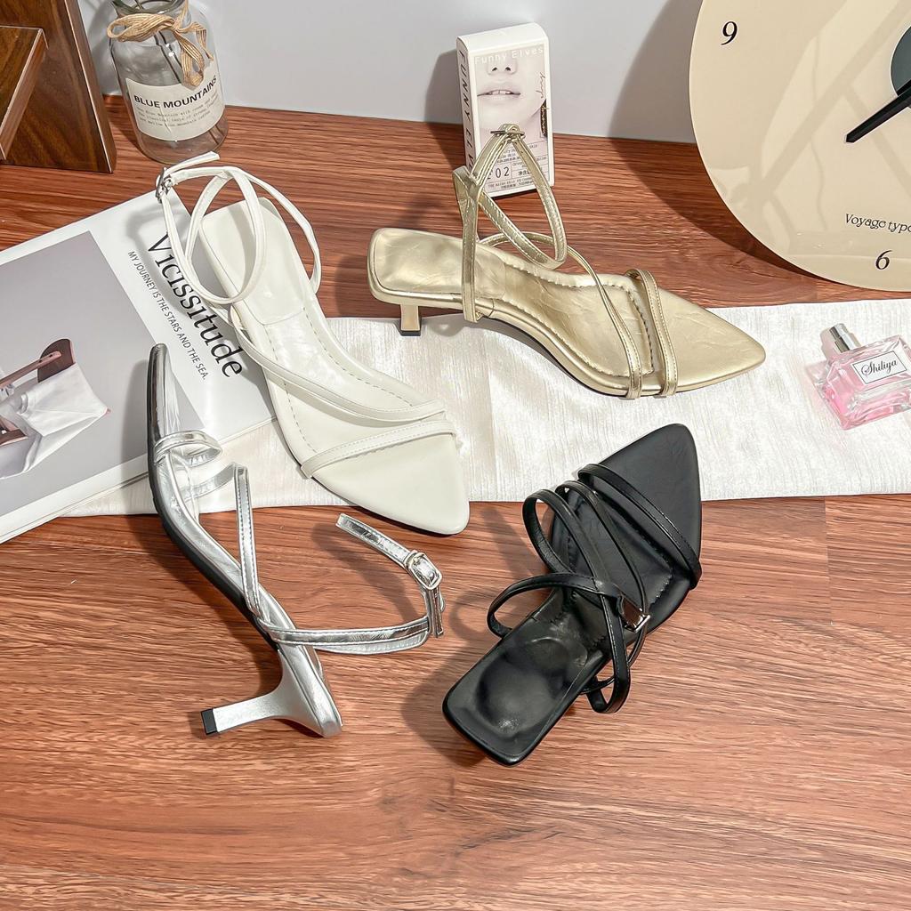 High-heeled sandals women's thin heels high-end temperament pointed women's shoes 2025 summer new fairy style casual shoes children