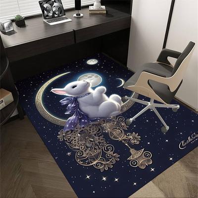 1pc Rabbit Moon Carpet Office Rug Outdoor Mat Home Decor Area Carpet Festival Gift Office Desk Chair Carpet