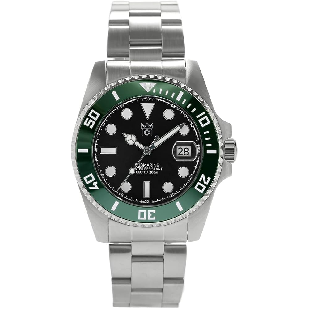 Hyakuichi 101 Diver s Watch 20 ATM Water Resistant Ceramic Bezel Green Black