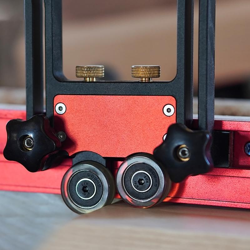 Double Wheel Bearing Stock Roller with Sliding Block Table Saw Feeding Guide Roller Table Saw Accessories for Woodwork