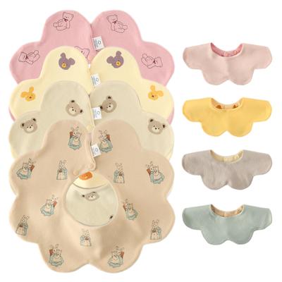 GoUseGo Baby Wasserdichtes Set aus Baumwoll-Blütenblatt Uni für Jungen und Neugeborene Babyparty-Geschenk Lätzchen, 360° Wendbar, 4, 100% Glatt, Groß, Dick,