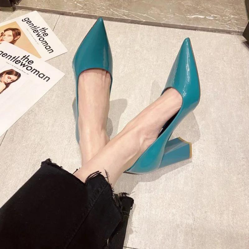Fashion Pointed Toe With Heel Women's Shoes Blue Non Slip 2025 Trend Lastest Casual Spring Beau Today Quick Delivery On Y2k Ladies Pumps