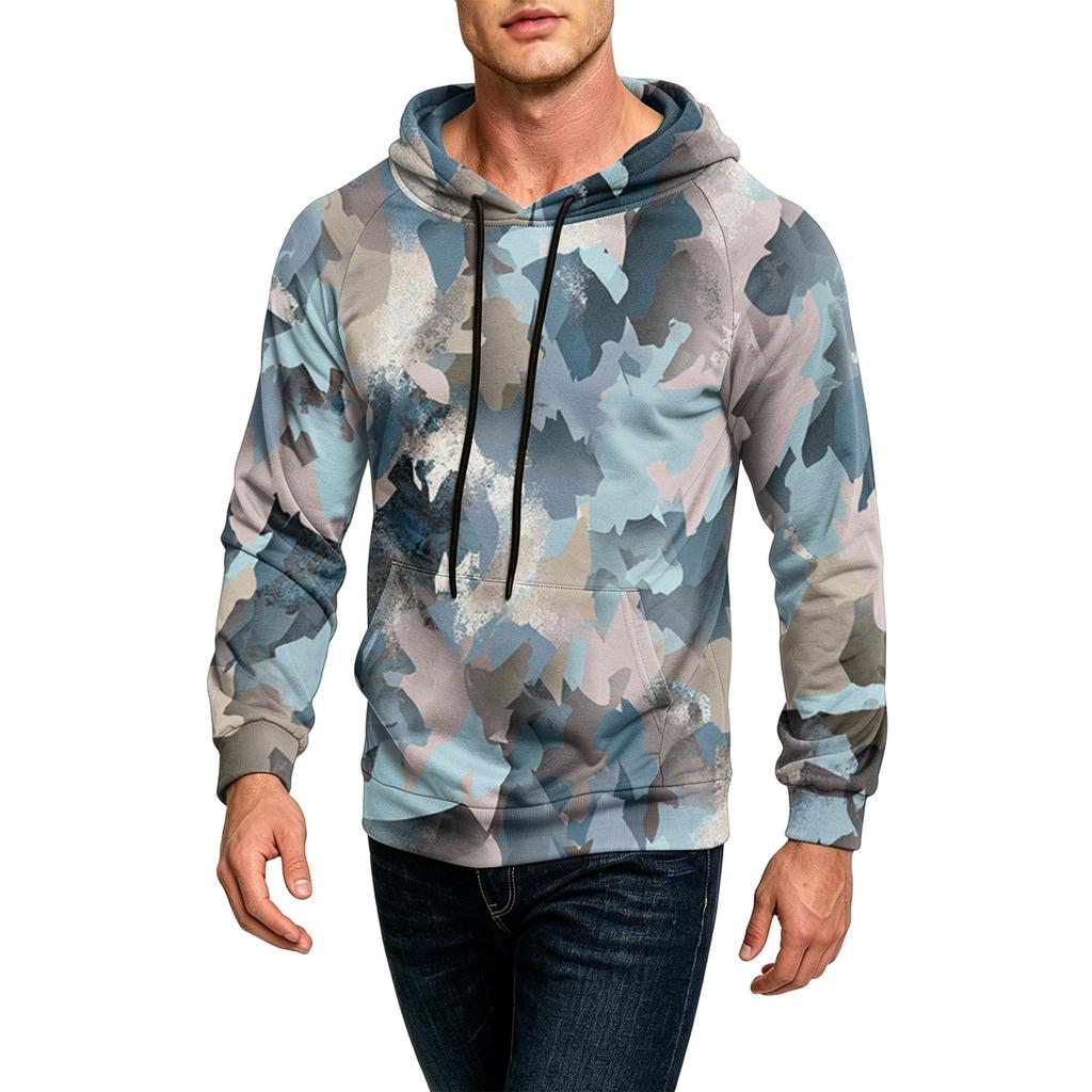 Men's Color Relaxed Fit Hoodie with Pocket and Drawstring