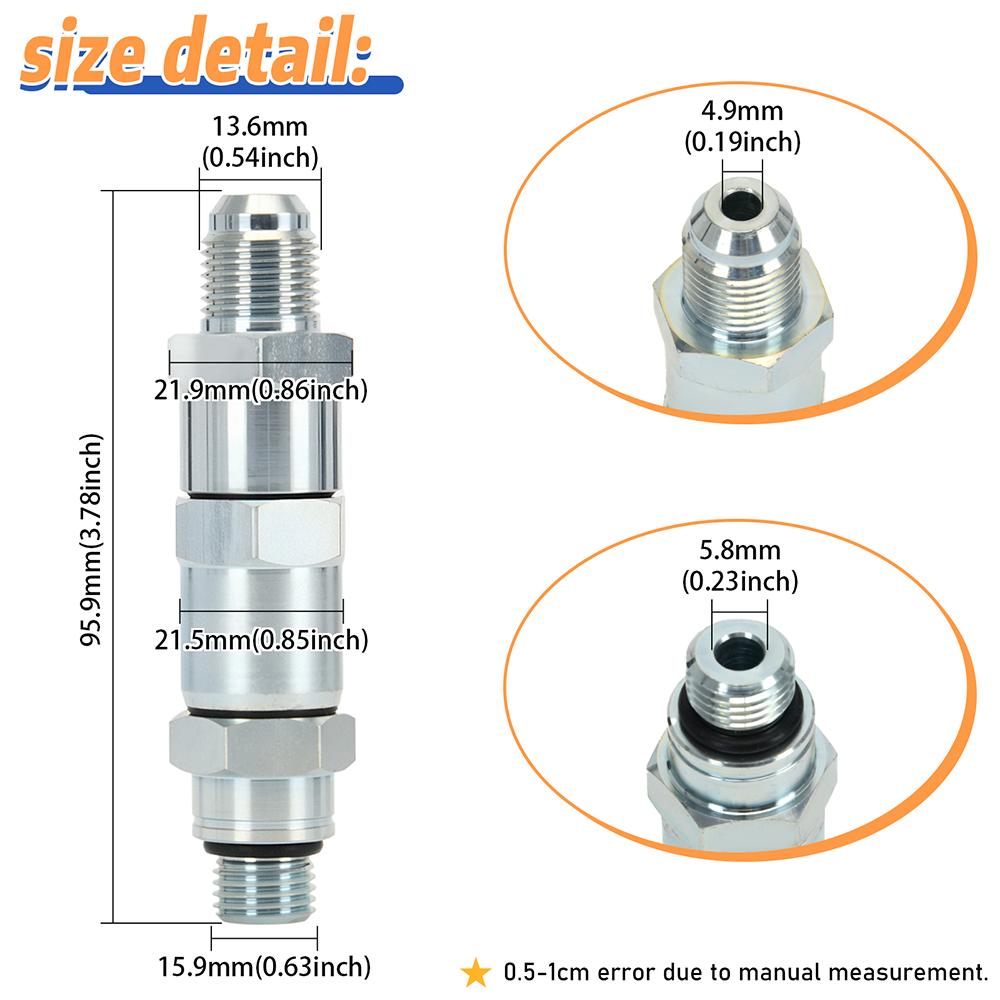 Fuel Check Valve Regulator 23535129 For Detroit Diesel Series 60 14.0L Engine M14x1.5 Male X 5/8-18 Pipe