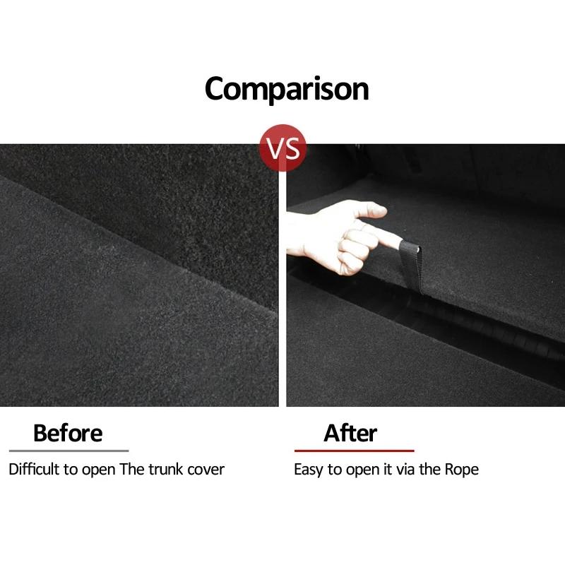 Rear Trunk Rope DrawString For Tesla Model Y Juniper 2025 2026 Open Tail Box Cover Handle Pull Strap Car Organizer Accessories