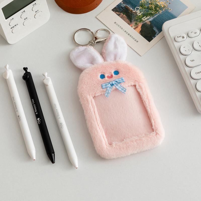 Cartoon Animal Characters Plush Album Card Holder Bus Card Bank ID Card Protective Display Sleeves Backpack Pendant Gifts