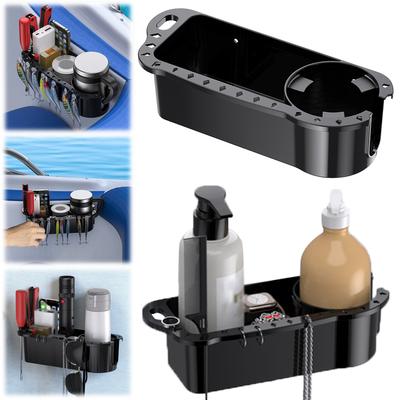 Boat Cup Holder Boat Fishing Accessories Boat Caddy Organizer Marine Storage Caddy Box for Boat Kayak Pontoon Bass Boat Jon Boat