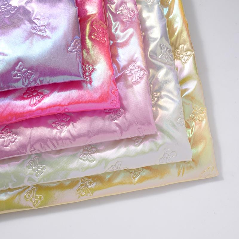 20/50/100cm*140cm 2mm PU Leather Quilting Fabric Ultrasonic Butterfly Embossing Cotton Lining Fabric for DIY Sewing Luggage Bags