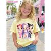 Children's Kpop Popular Cartoon Print T-Shirt Tops Clothing Design Casual Harajuku Style Round Neck Short Sleeve Girl Clothing