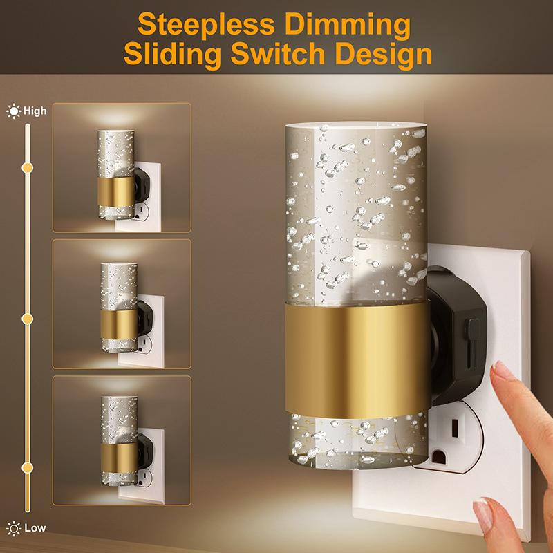2pcs Light Led Night Plug Into Wall With Adjustable Brightness Lamps Sensor Auto