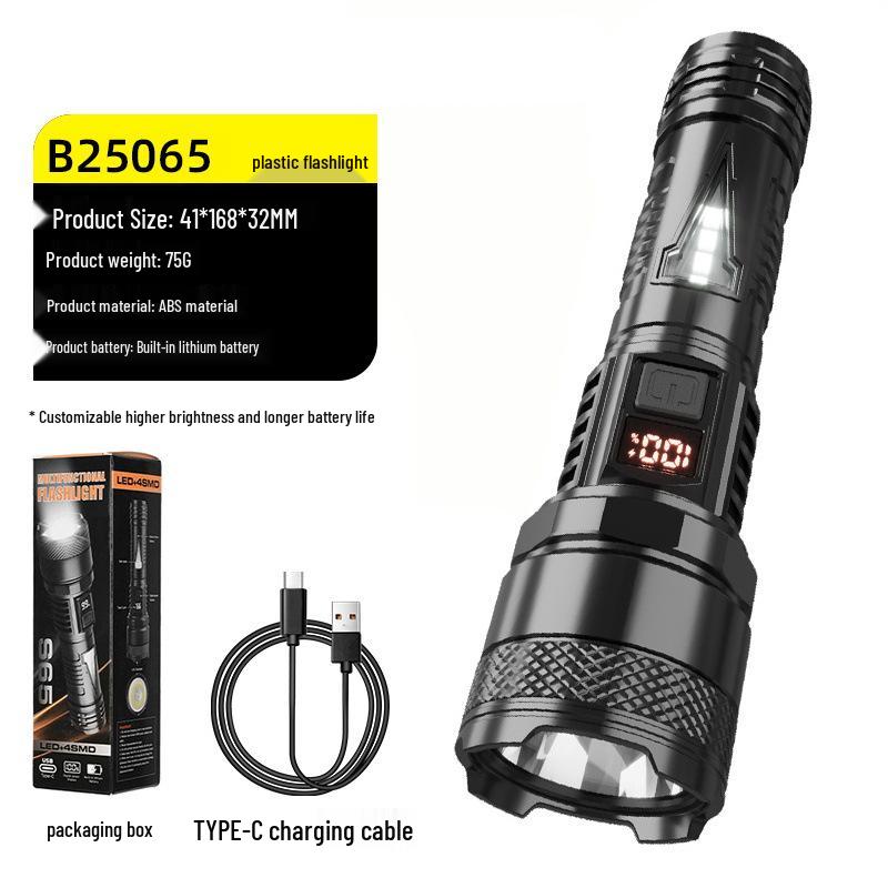 Rechargeable Super Bright Long-Range LED Flashlight with Laser Cannon and Extended Battery Life