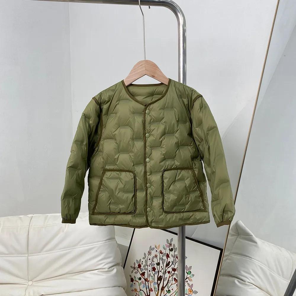 % Fleece children's light down jacket liner round neck solid color new national standard boys and girls school uniform artifact