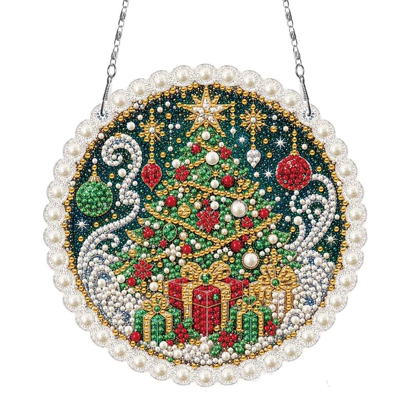 Acrylic Rhinestone Pendant Christmas Craft Set Single Sided Drill Hanging Decor Kit Diy Festival Gifts