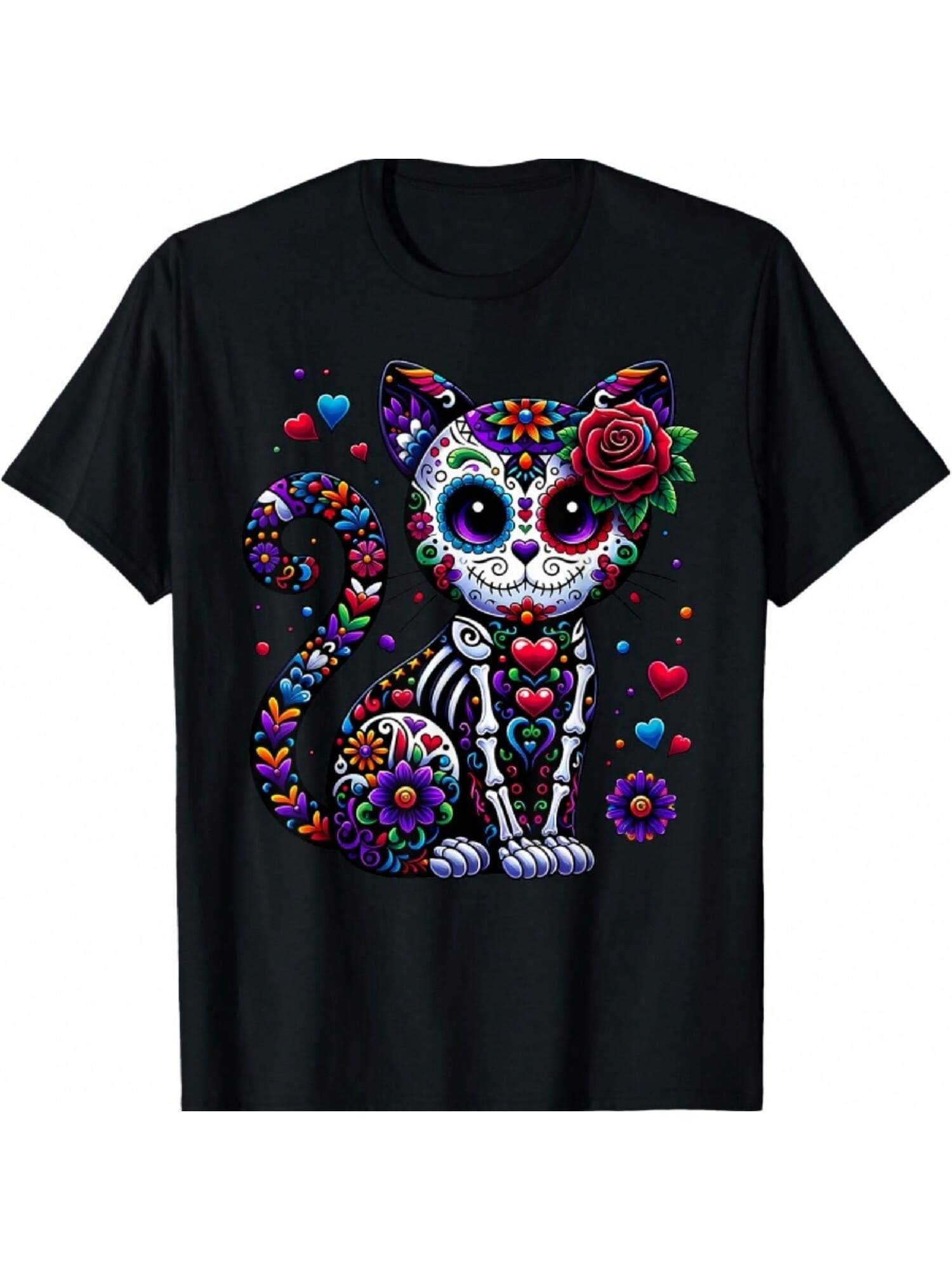 

Dia De Los Muertos Cinco De Mayo Cat Sugar Skull Men Women T-Shirt S
