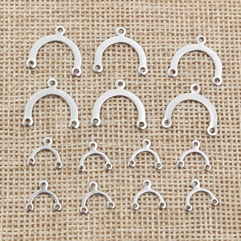 50-Pack Stainless Steel Double Arch Bridge Three-Hole Connectors for DIY Jewelry Crafting 9.5x10mm [50 pcs/5g]