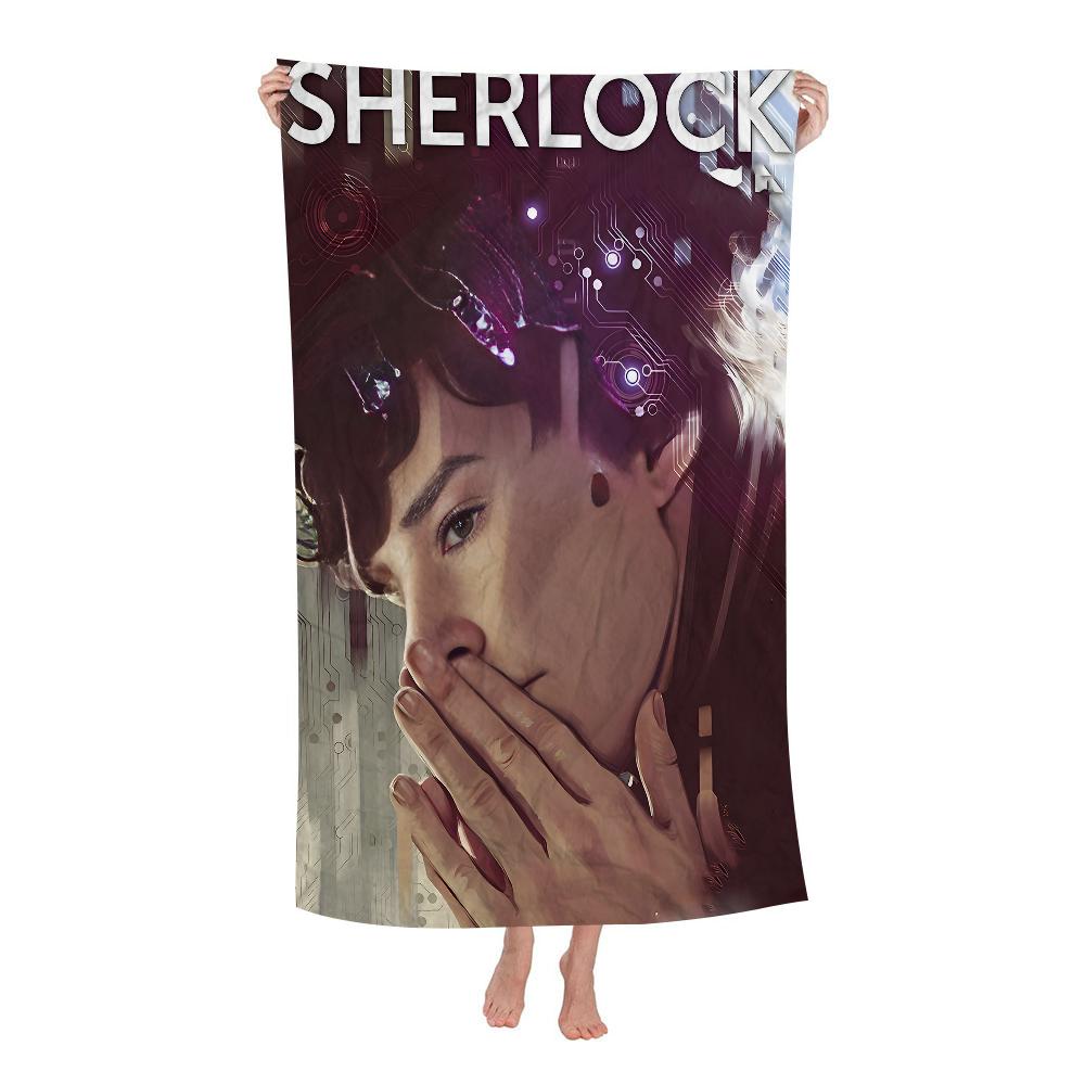 Classic Movie Sherlock Beach Towel Cartoon Cute Summer Kids Bath Pool Beach Towel Microfiber Absorbent for Swimming Travel