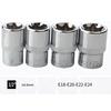 14Pcs E-Torx Hexagonal Plum Torque Socket Set with Case 1/4, 3/8, 1/2 in Drive Female External Star Socket Set E4-E24 Sockets