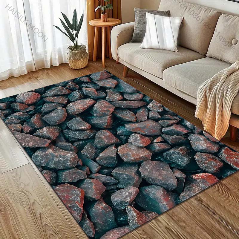 

1PC Stone Blocks Printed Carpet for Bedroom Living Room Bedside Sofa Floor Mat Modern Home Decor Area Rug Large Size 40x60cm (16x24in)