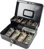 Indian Factory Metal Cash Box with Key Lock, Money and Coin Organizer for Shop, Office and Home, Black, 24D X 30W X 9H Centimeters
