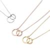 Fashion Stainless Steel Circle Connected Pendant Necklace Gold Plated Clavicle Chain Jewelry Necklace for Women