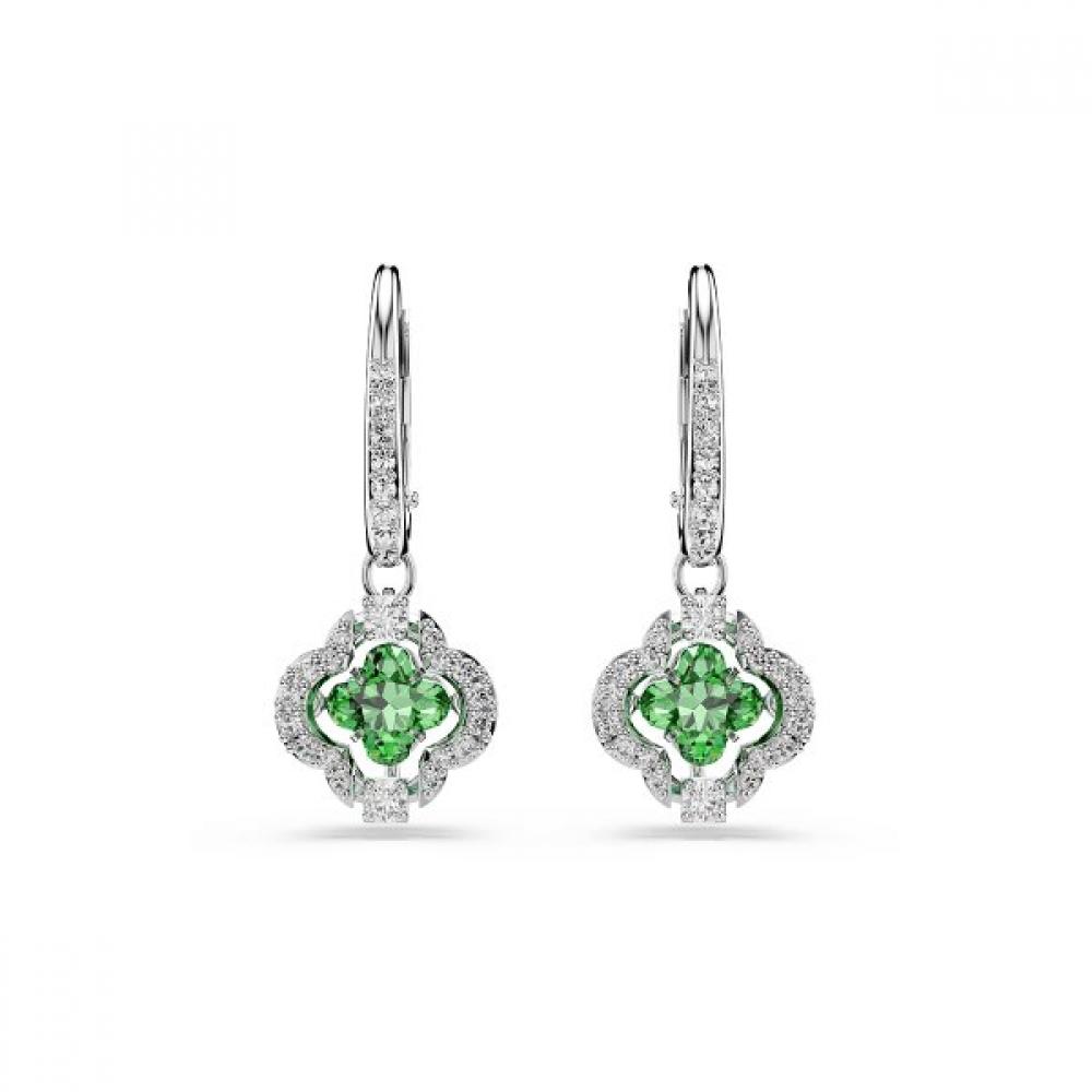 Swarovski Green Rhodium Clover Drop Earrings 5758001