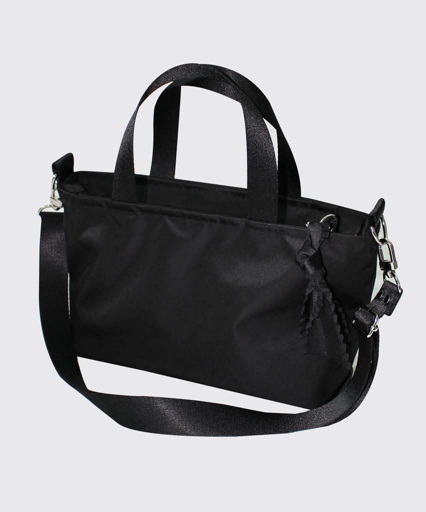 A By A Simple Plain Nylon Crossbody Bag Black