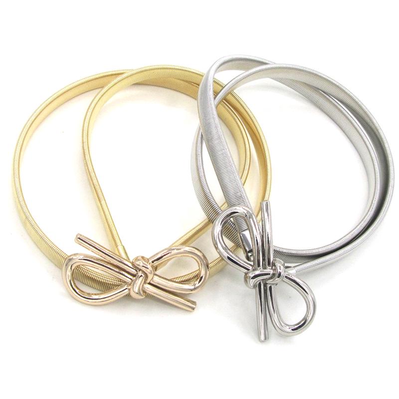 Dámská móda Elastický kovový pásek Nastavitelný pásek s květinovým točivým páskem Kvalitní dámské šaty