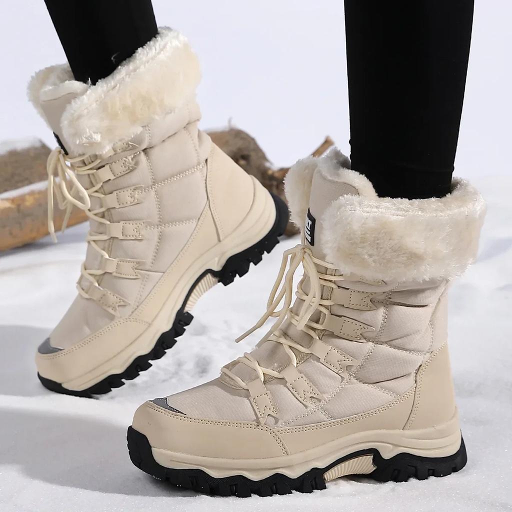 Fashion New Women Cotton Shoes Waterproof and Cold Proof Keep Warm Long Boots for Women Outdoor with Thick Velvet and Warmth Snow Boots